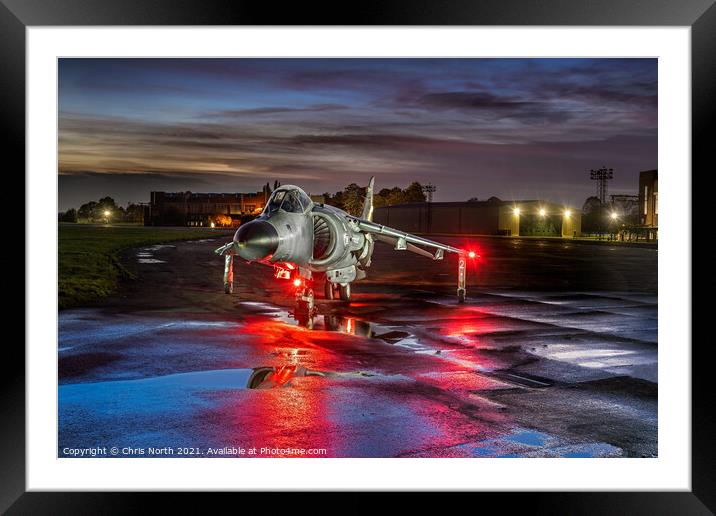 Sea Harrier FRS2 Night Operations. Framed Mounted Print by Chris North