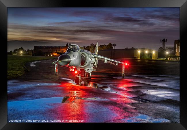 Sea Harrier FRS2 Night Operations. Framed Print by Chris North