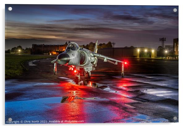 Sea Harrier FRS2 Night Operations. Acrylic by Chris North