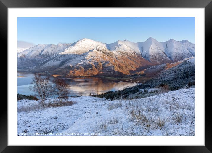 Five Sisters and Loch Duich in Winter Kintail Scot Framed Mounted Print by Barbara Jones