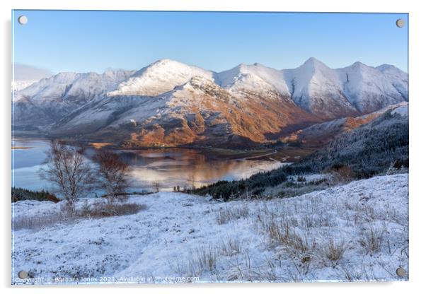 Five Sisters and Loch Duich in Winter Kintail Scot Acrylic by Barbara Jones