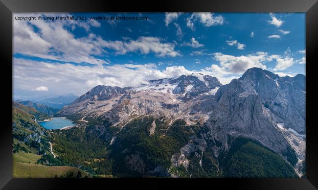 Epic Marmolada and Lago di Fedaia, Dolomites Italy Framed Print by Greg Marshall