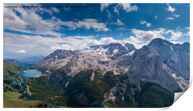 Epic Marmolada and Lago di Fedaia, Dolomites Italy Print by Greg Marshall