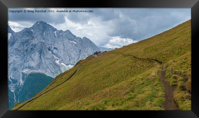 Viel dal Pan pathway Dolomites Italy Framed Print by Greg Marshall