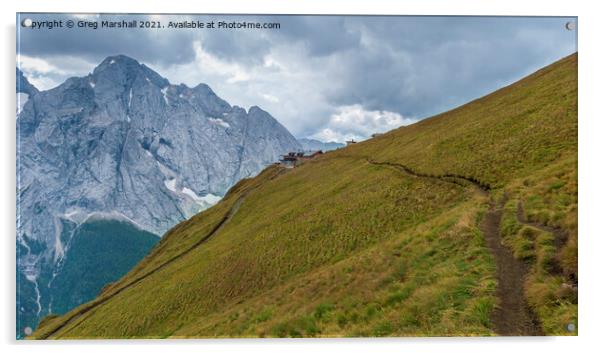 Viel dal Pan pathway Dolomites Italy Acrylic by Greg Marshall