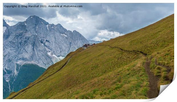 Viel dal Pan pathway Dolomites Italy Print by Greg Marshall