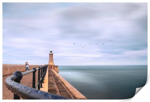 Tynemouth Pier and Lighthouse Print by Mark Jones