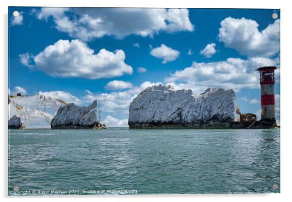 The Magnificent Needles Isle of Wight Acrylic by Roger Mechan