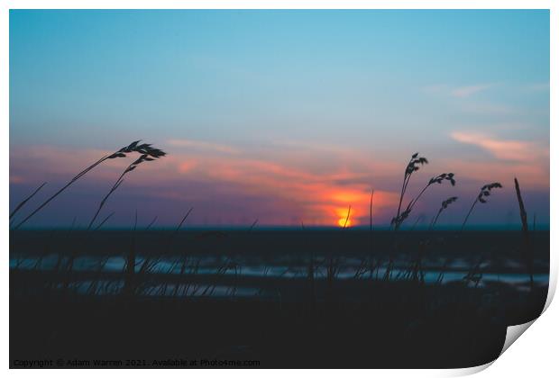 Meols Beach At Blue Hour Print by Adam Warren