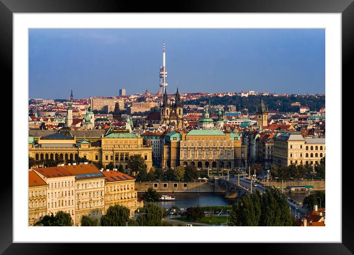 City of Prague Cityscape in Czechia Framed Mounted Print by Artur Bogacki