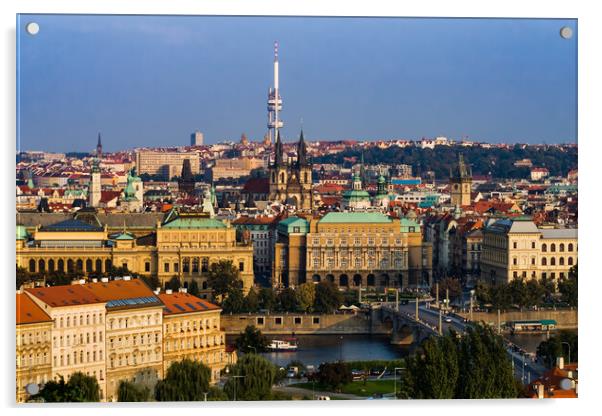 City of Prague Cityscape in Czechia Acrylic by Artur Bogacki