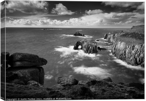 Land's End, Cornwall Canvas Print by Justin Foulkes