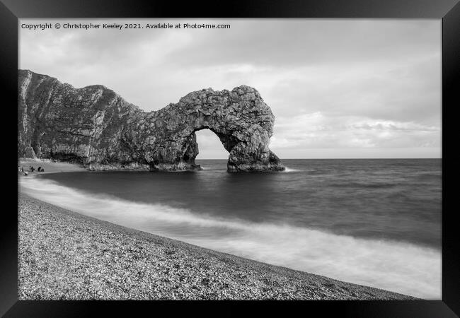 Durdle Door in monochrome Framed Print by Christopher Keeley