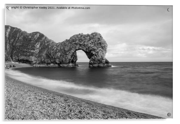 Durdle Door in monochrome Acrylic by Christopher Keeley