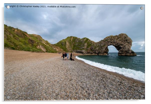Durdle Door and tourists Acrylic by Christopher Keeley
