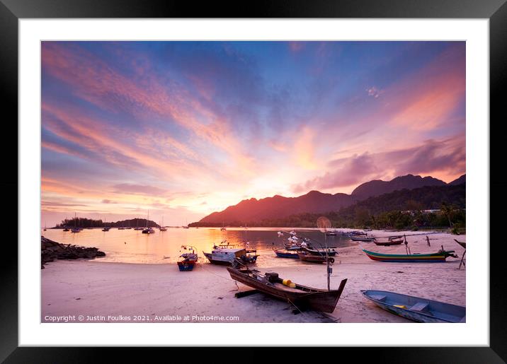 Sunset, Pantai Kok, Langkawi, Malaysia Framed Mounted Print by Justin Foulkes