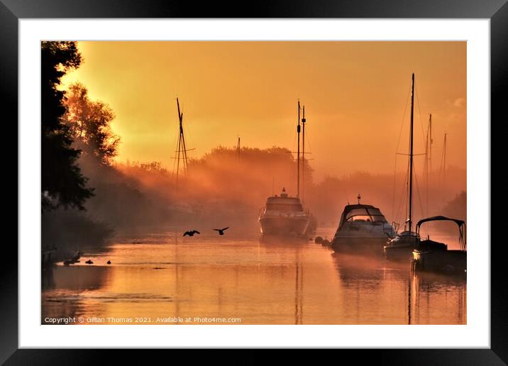 Misty river sunrise Framed Mounted Print by Gillian Thomas