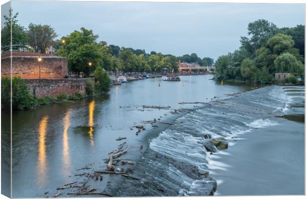 River Dee flowing over the Weir in Chester Canvas Print by Jason Wells
