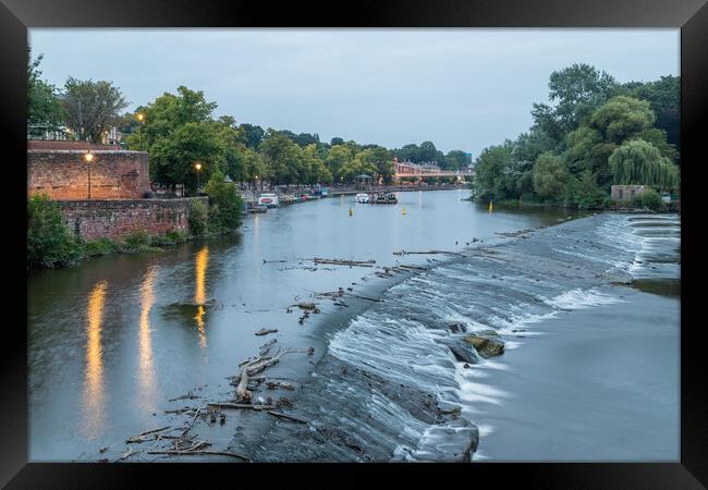 River Dee flowing over the Weir in Chester Framed Print by Jason Wells