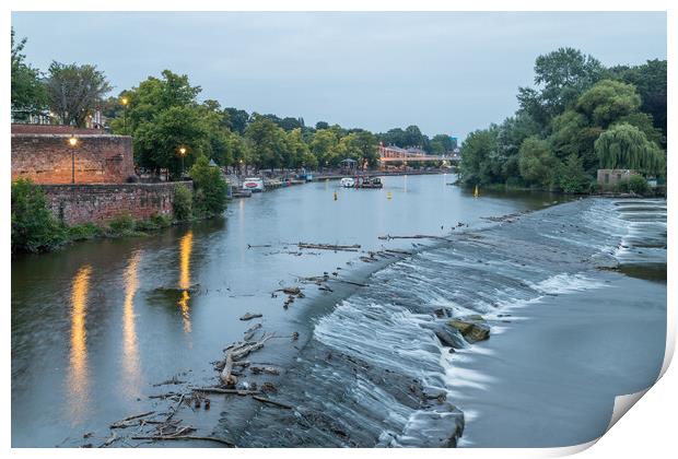 River Dee flowing over the Weir in Chester Print by Jason Wells