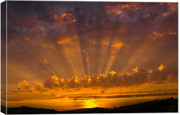 Dramatic sunset over Exmoor Canvas Print by Mike Lanning
