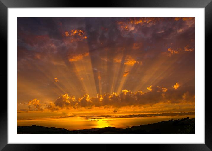 Dramatic sunset over Exmoor Framed Mounted Print by Mike Lanning