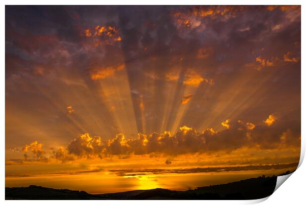 Dramatic sunset over Exmoor Print by Mike Lanning