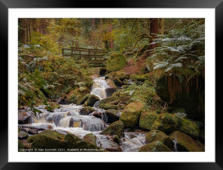 Wyming Brook in autumn Framed Mounted Print by Alan Dunnett