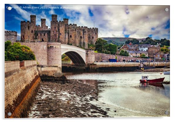 Conwy Castle Wales Acrylic by Adrian Evans