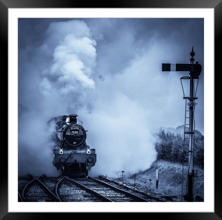 Black and White Steam Framed Mounted Print by Mike Lanning