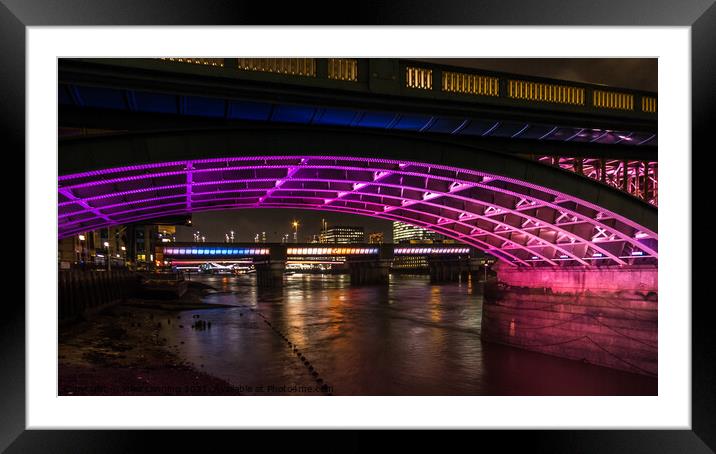 Night Under Southwark Bridge Framed Mounted Print by Mike Lanning