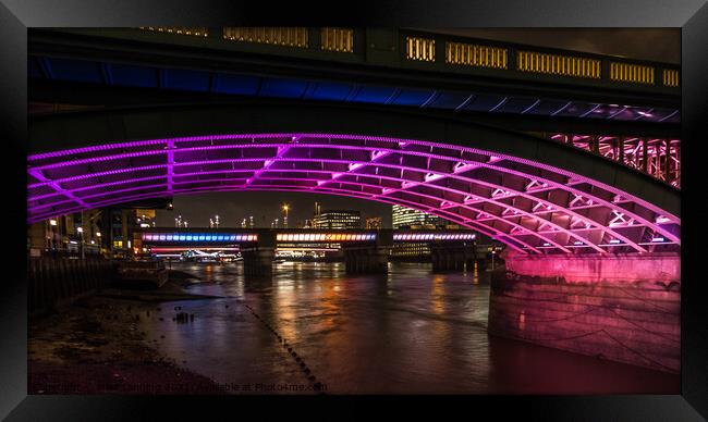 Night Under Southwark Bridge Framed Print by Mike Lanning