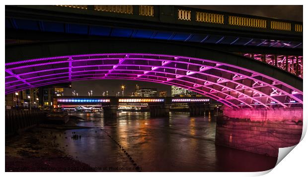 Night Under Southwark Bridge Print by Mike Lanning