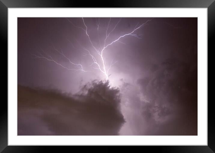 Lightning Crawler Cloud-to-Air Framed Mounted Print by Antonio Ribeiro
