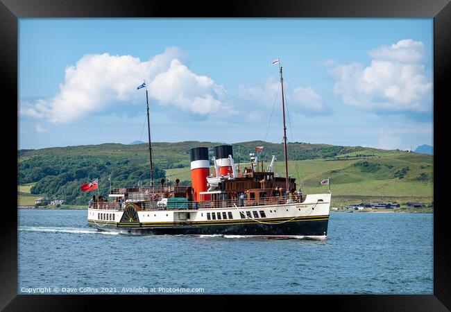 Paddle Steamer Waverley arriving at Largs in Scotland, Largs, Scotland Framed Print by Dave Collins