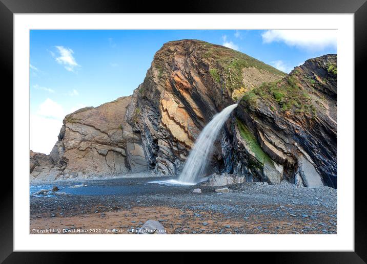 Sandymouth Waterfall Framed Mounted Print by David Hare