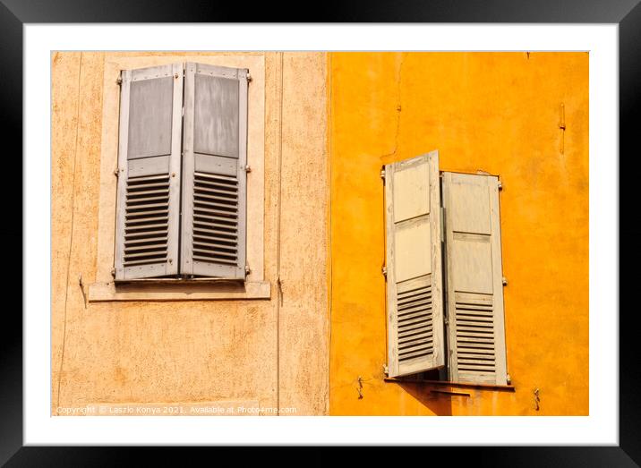 Windows and shutters - Grasse Framed Mounted Print by Laszlo Konya