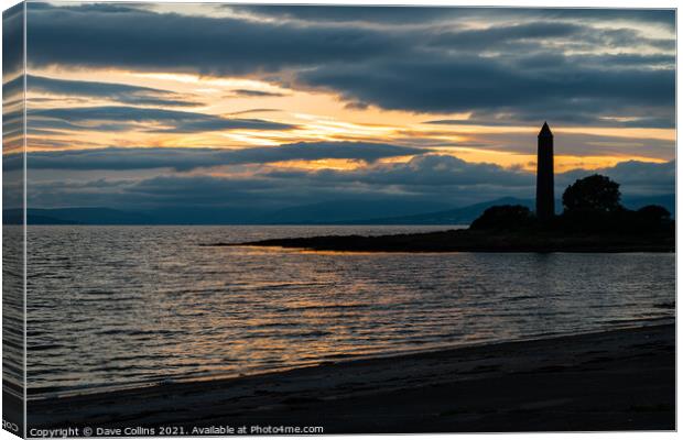 Silhouette of the Battle of Largs Pencil Monument  Canvas Print by Dave Collins