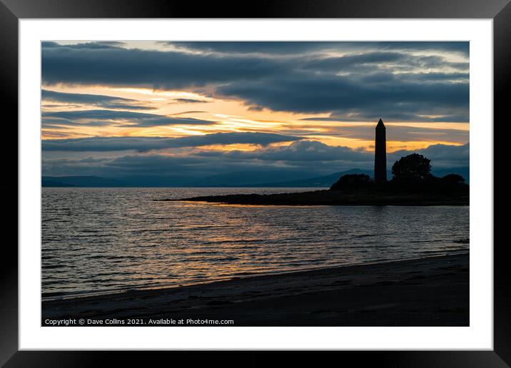 Silhouette of the Battle of Largs Pencil Monument  Framed Mounted Print by Dave Collins