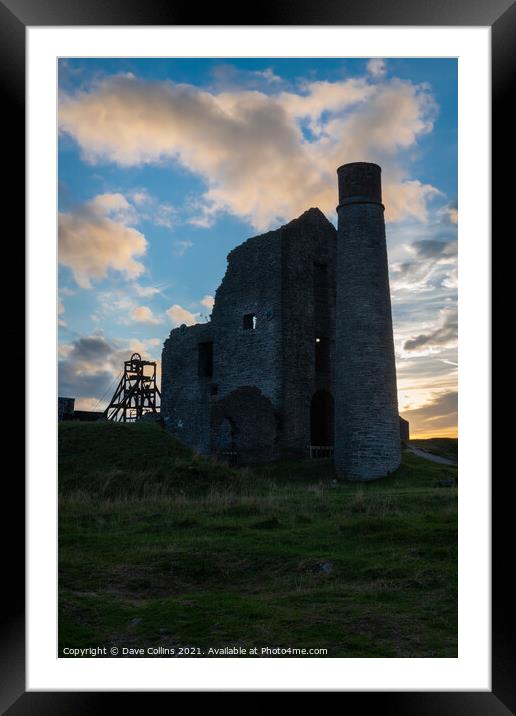 Semi silhouette at dusk of Magpie Mine near Sheldon in the Peak District,  Derbyshire, England Framed Mounted Print by Dave Collins