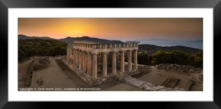 The Temple of Aphaia at sunset. Framed Mounted Print by Chris North