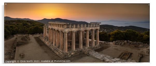 The Temple of Aphaia at sunset. Acrylic by Chris North