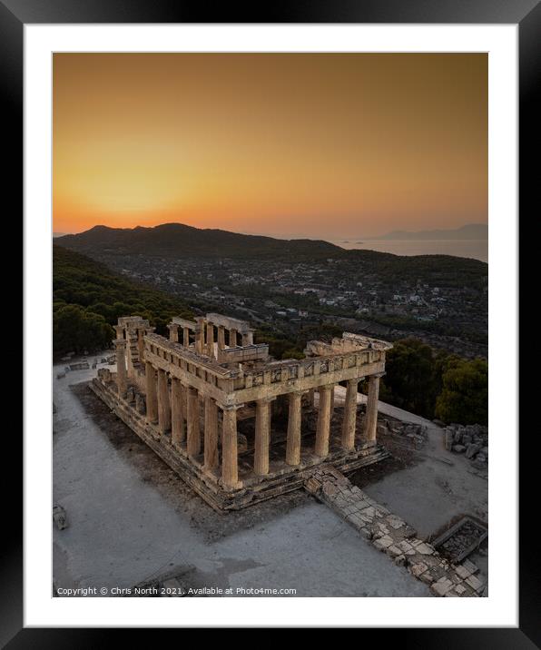 The Temple of Aphaia Sunset. Framed Mounted Print by Chris North