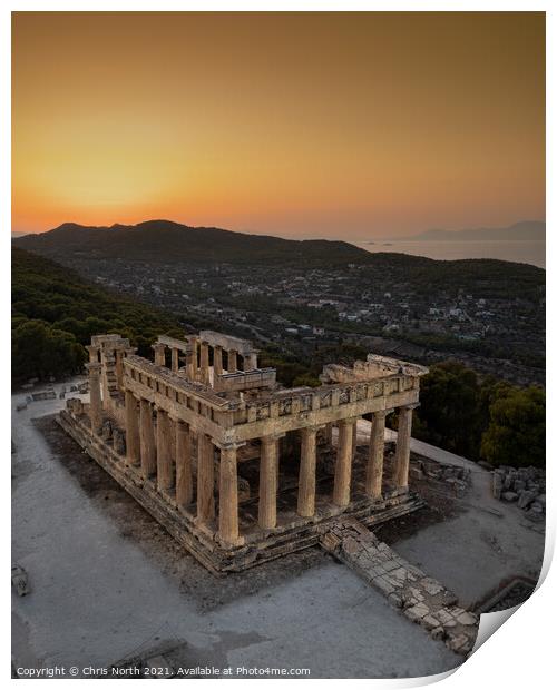 The Temple of Aphaia Sunset. Print by Chris North