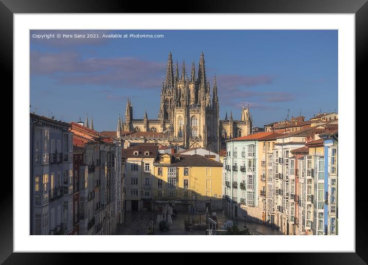 Morning View of Burgos Cathedral, Spain Framed Mounted Print by Pere Sanz