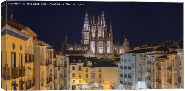 Night View of Burgos Cathedral, Spain Canvas Print by Pere Sanz