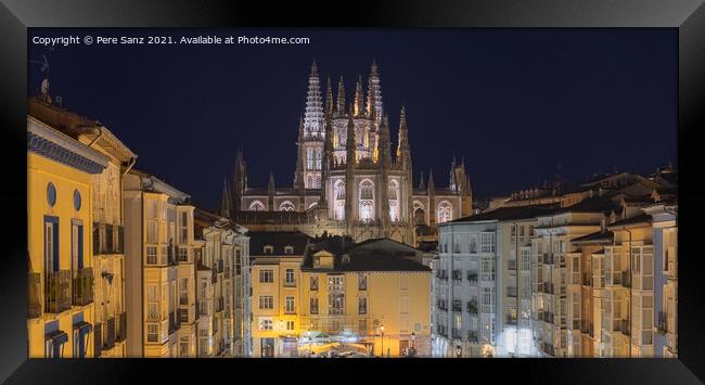 Night View of Burgos Cathedral, Spain Framed Print by Pere Sanz