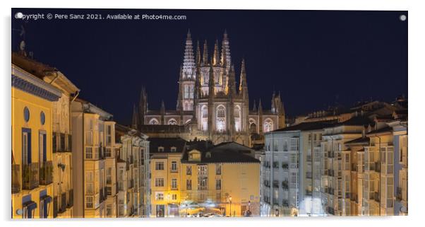 Night View of Burgos Cathedral, Spain Acrylic by Pere Sanz