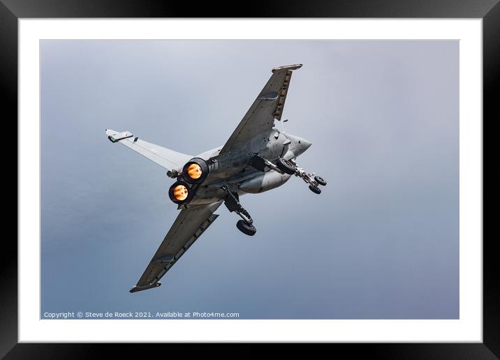 Dassault Rafale Afterburner Steep Turn Framed Mounted Print by Steve de Roeck