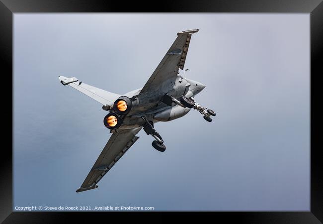 Dassault Rafale Afterburner Steep Turn Framed Print by Steve de Roeck
